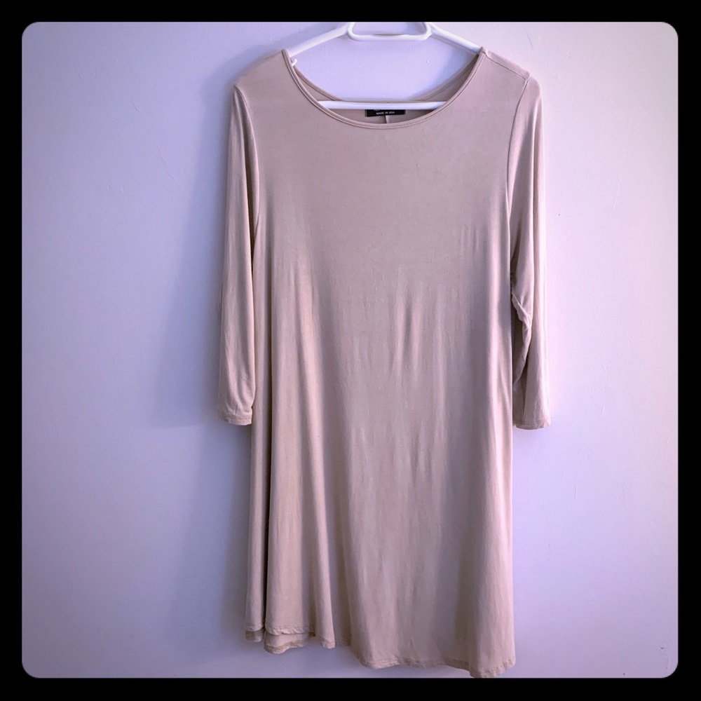 Tunic Flare Dress by All For You in Tan/Cream XL